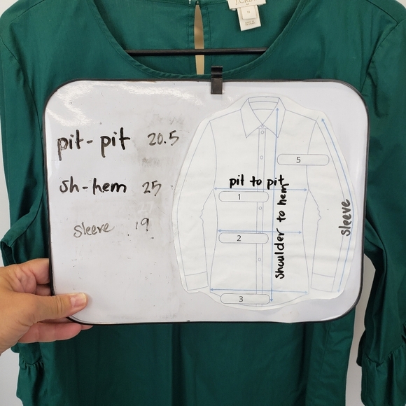 J. Crew Ruffle Bell Sleeve Blouse green size 10 - Picture 8 of 8